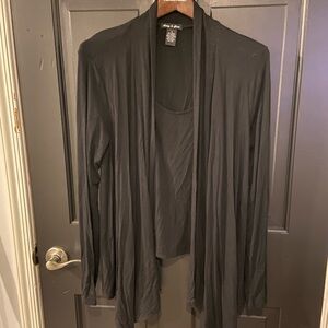 Audrey & Grace Black Open Front Cardigan